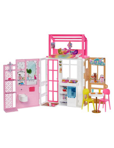 Casa de Muñecas Barbie con Muebles y Perrito - 4 Áreas de Juego