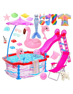 Conjunto de Juego de Piscina para Muñecas Enoch 46 Pcs