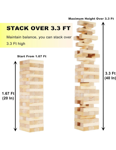Juego de Torre Tumbling Orizliztion 1.0 M 60 Bloques Madera