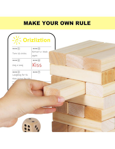 Juego de Torre Tumbling Orizliztion 1.0 M 60 Bloques Madera