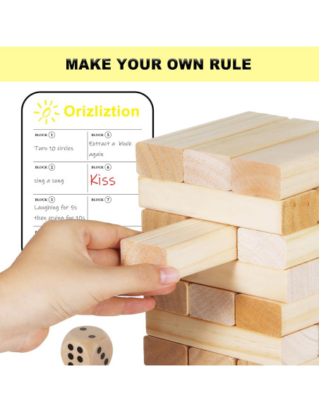 Juego de Torre Tumbling Orizliztion 1.0 M 60 Bloques Madera
