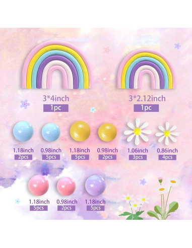 35 PCS Adornos para Pasteles Boho Groovy DRWATE con Flores