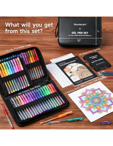 Bolígrafos de Gel Shuttle Art 120 Piezas 60 Colores Recargas