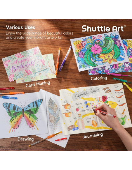 Bolígrafos de Gel Shuttle Art 120 Piezas 60 Colores Recargas