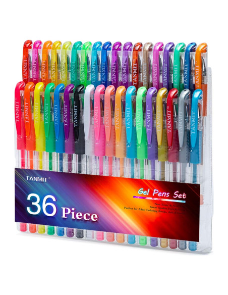 Set de 36 Bolígrafos de Gel TANMIT Multicolor Punta Fina