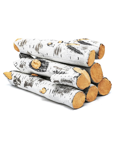 Registros de Chimenea Falsa Uniflasy 7pcs Madera Cerámica 40cm