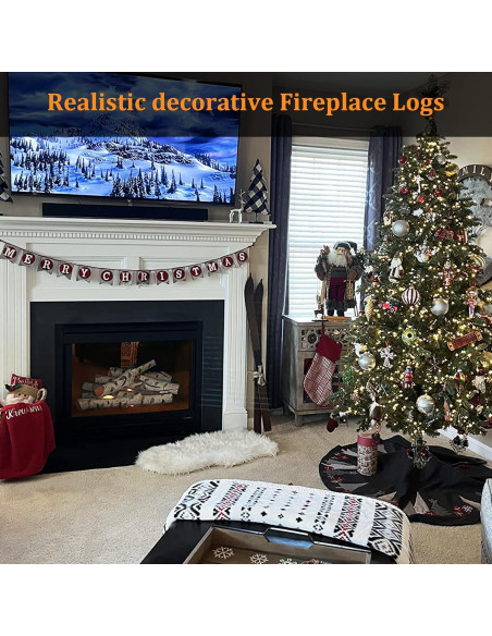 Registros de Chimenea Falsa Uniflasy 7pcs Madera Cerámica 40cm