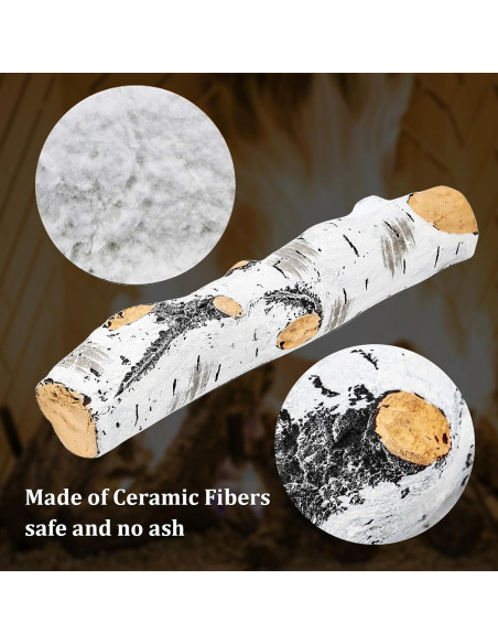 Registros de Chimenea Falsa Uniflasy 7pcs Madera Cerámica 40cm