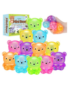12 Pelotas Antiestrés Squishy VESPRO Oso Colorido 10.97 cm