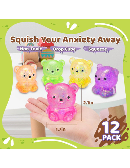 12 Pelotas Antiestrés Squishy VESPRO Oso Colorido 10.97 cm