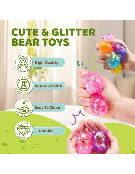 12 Pelotas Antiestrés Squishy VESPRO Oso Colorido 10.97 cm