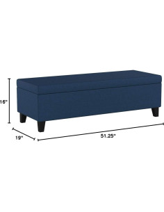 Ottomán de Almacenamiento GDFStudio 130 cm Azul Marino 2