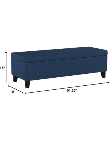 Ottomán de Almacenamiento GDFStudio 130 cm Azul Marino