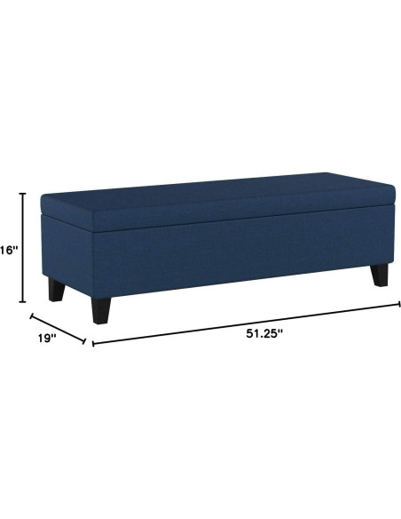 Ottomán de Almacenamiento GDFStudio 130 cm Azul Marino
