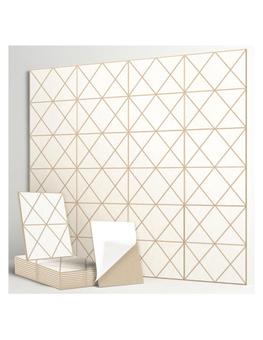 Paquete de 12 Paneles Acústicos 40x30cm Blanco+Camello