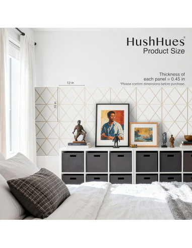 Paquete de 12 Paneles Acústicos 40x30cm Blanco+Camello