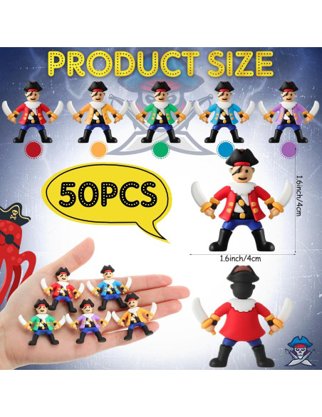 Figuras de Pirata Mini Wesiti - 25 Pcs PVC 4.06 cm