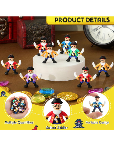 Figuras de Pirata Mini Wesiti - 25 Pcs PVC 4.06 cm