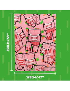 Cojín Manta 2-en-1 Paladone Minecraft Cerdo Rosa 120x150cm 2