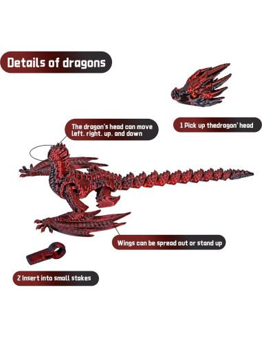 Dragón Impreso en 3D Juguete Antiestrés Articulado 6.99 cm