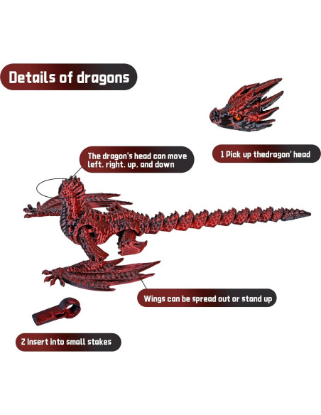 Dragón Impreso en 3D Juguete Antiestrés Articulado 6.99 cm