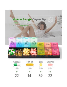 Organizador de Pastillas Extra Grande Colorwing AM PM 7 Días 2