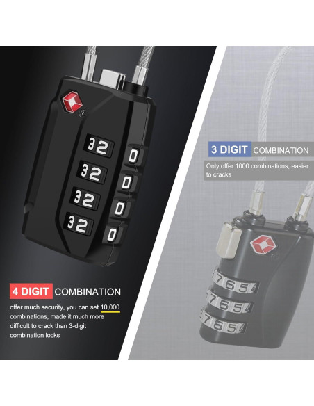Candados de Equipaje TSA Diyife, 2 Paquete, 4 Dígitos