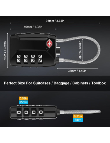 Candados de Equipaje TSA Diyife, 2 Paquete, 4 Dígitos