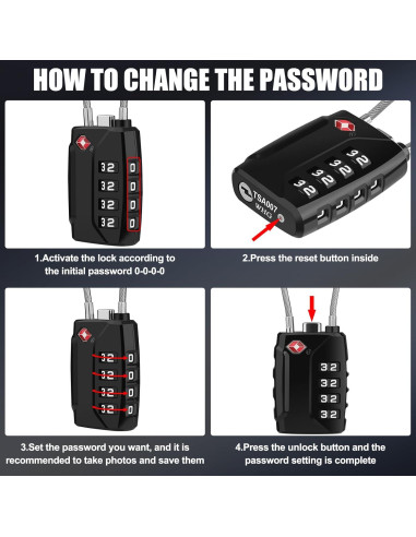 Candados de Equipaje TSA Diyife, 2 Paquete, 4 Dígitos