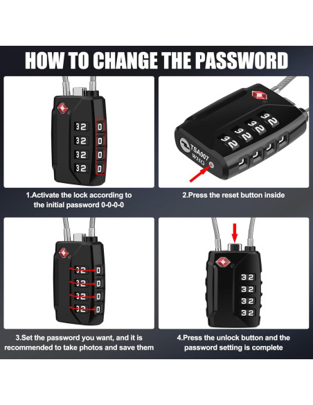 Candados de Equipaje TSA Diyife, 2 Paquete, 4 Dígitos