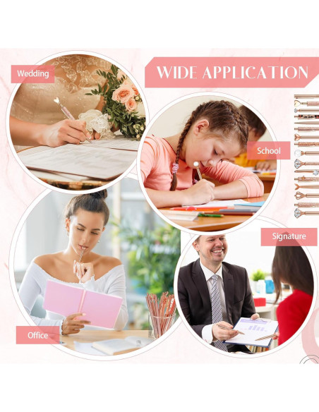 Conjunto de 16 Bolígrafos Retráctiles Colarr Oro Rosa Tinta Negra