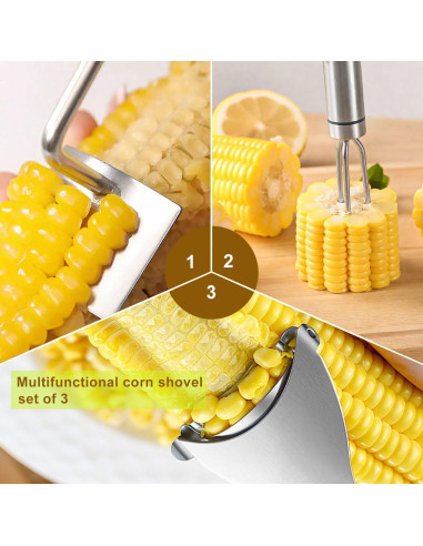 Juego de 3 Peladores de Mazorcas de Maíz JGZTJXNK Acero Inoxidable