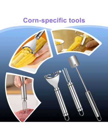 Juego de 3 Peladores de Mazorcas de Maíz JGZTJXNK Acero Inoxidable