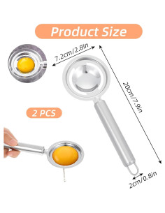 Separador de Yemas de Huevo Acero Inoxidable 2 Pcs 20x7.2cm 2
