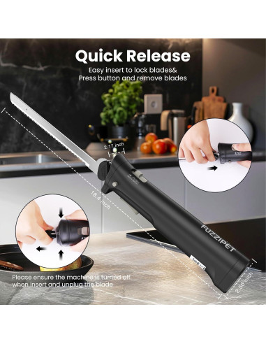 Cuchillo Eléctrico Inalámbrico Fuzzipet MHMEK001 4 Cuchillas