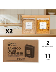 Dispensador de Alimentos 2L EdgeCrest de Bambú Hermético 2