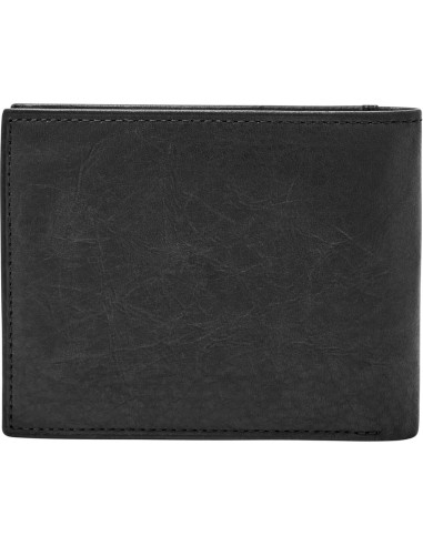 Billetera Bifold de Cuero Fossil Ingram con Bloqueo RFID - Negro