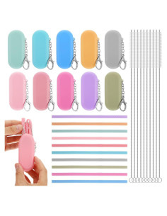 Juego de 10 Pajitas de Silicona Reutilizables Zisiueel 20 cm