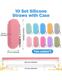 Juego de 10 Pajitas de Silicona Reutilizables Zisiueel 20 cm 2