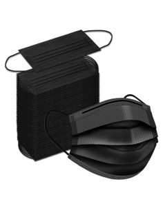 Mascarillas Desechables Negras Egook - Paquete 100 Pcs 3 Capas
