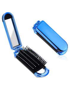Cepillo de Pelo Plegable con Espejo MOZEAT LENS Azul