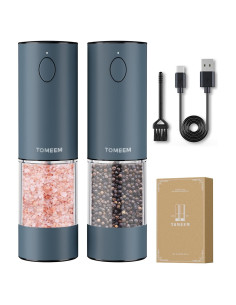 Molinillos Eléctricos de Sal y Pimienta TOMEEM Acero Inoxidable Azul