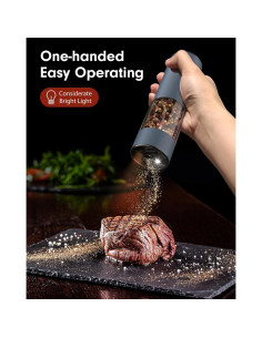 Molinillos Eléctricos de Sal y Pimienta TOMEEM Acero Inoxidable Azul 2