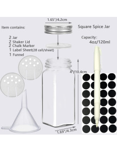 Juego de Tarros de Especias de Vidrio JZMYXA 2 Piezas 4 oz 2