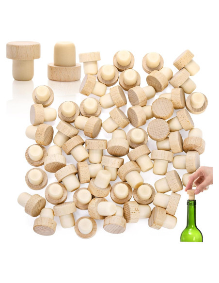 60 Tapones de Corcho en Forma de T Eorbow para Vino