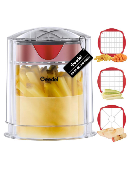 Cortador de Papas Fritas Geedel Manual con 3 Cuchillas Afiladas
