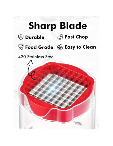 Cortador de Papas Fritas Geedel Manual con 3 Cuchillas Afiladas