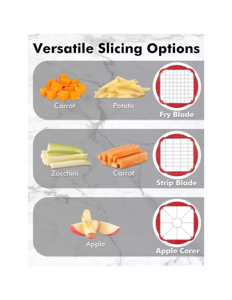 Cortador de Papas Fritas Geedel Manual con 3 Cuchillas Afiladas