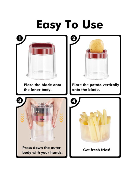 Cortador de Papas Fritas Geedel Manual con 3 Cuchillas Afiladas