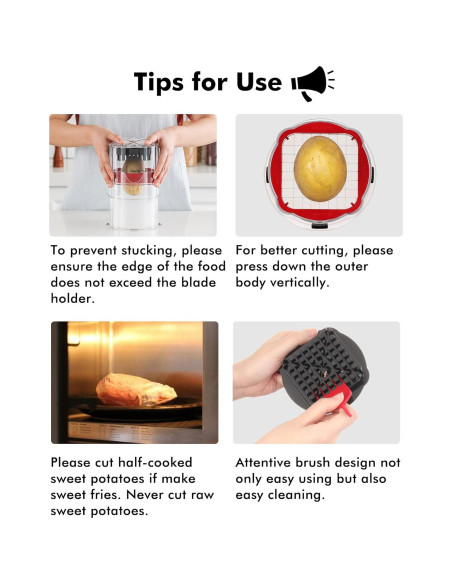 Cortador de Papas Fritas Geedel Manual con 3 Cuchillas Afiladas